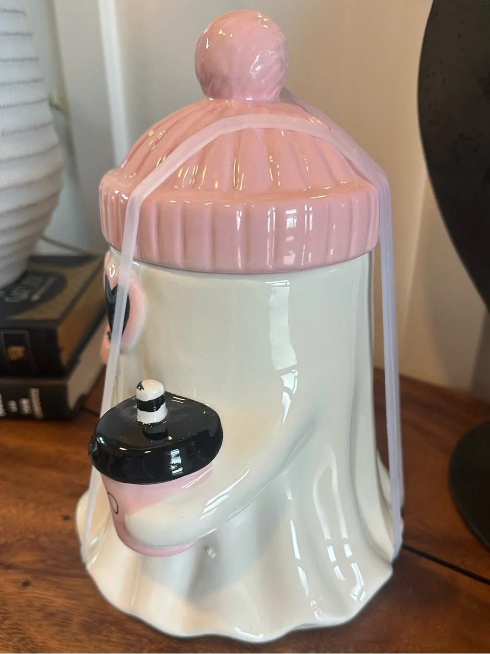 Pink Ghost Coffee Cup Ceramic Cookie Jar Pink Pumpkin Halloween Pinkoween Decor